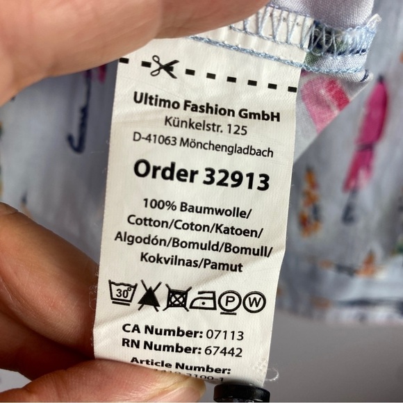 MILANO Italy Light Blue Pink Umbrella Button Down Cotton Shirt Small 38EU - Picture 11 of 13